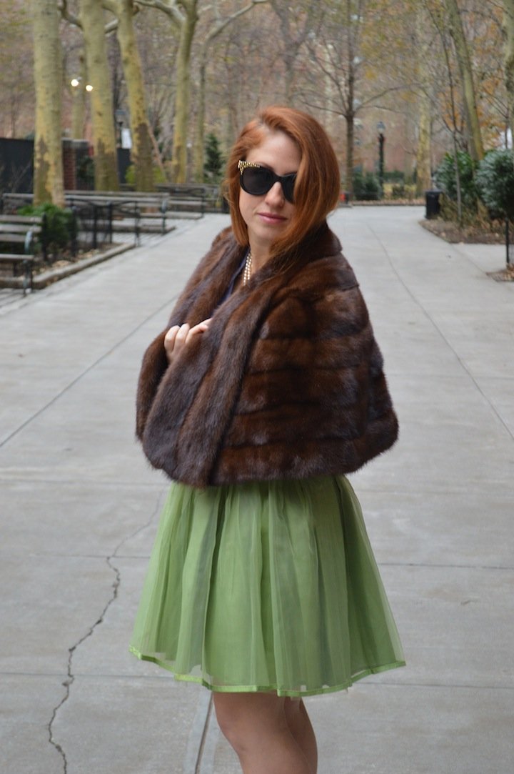 fur, fur pieces, fur capes, winter fashion, style, vintage, thrifting, flea market finds, tulle skirt, fashion blogger 