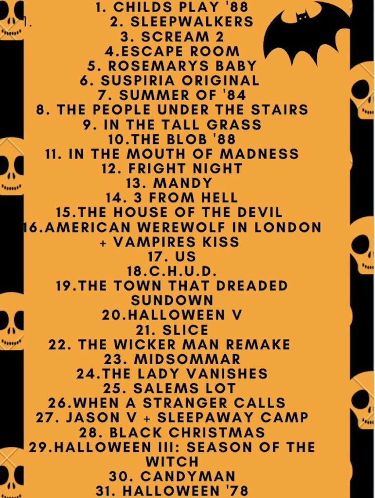 halloween horror movie challenge 31 days of horror