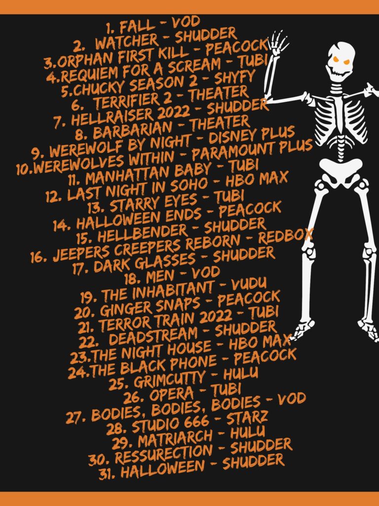 31 days of horror movies, 31 days of halloween horror movies, 31 days of horror challenge, halloween horror movies, halloween horror challenge 
